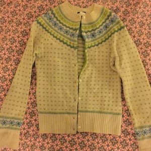 J. Crew 100% lambswool fairisle cardigan